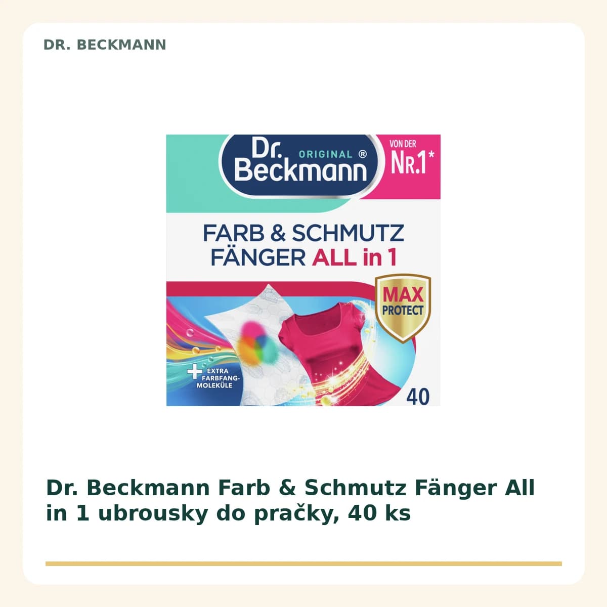 Dr. Beckmann Farb & Schmutz Fänger All in 1 obrúsky do pračky, 40 ks