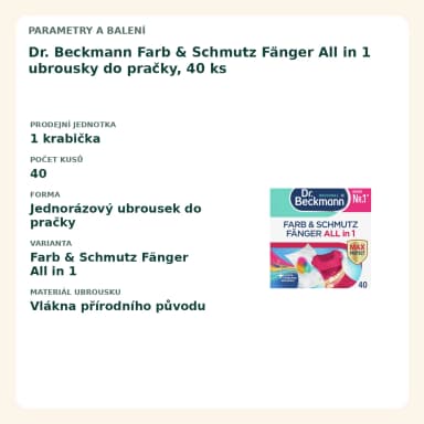 Dr. Beckmann Farb & Schmutz Fänger All in 1 obrúsky do pračky, 40 ks