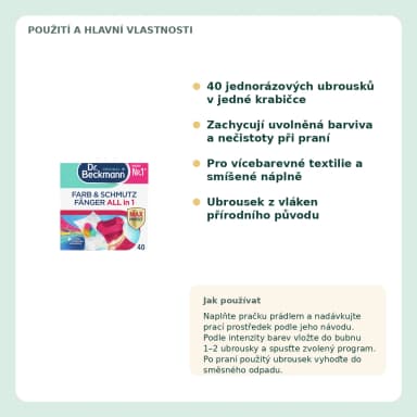 Dr. Beckmann Farb & Schmutz Fänger All in 1 obrúsky do pračky, 40 ks