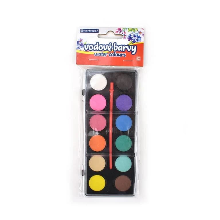 Vodové barvy CENTROPEN 9541, 22 mm, 12 barev