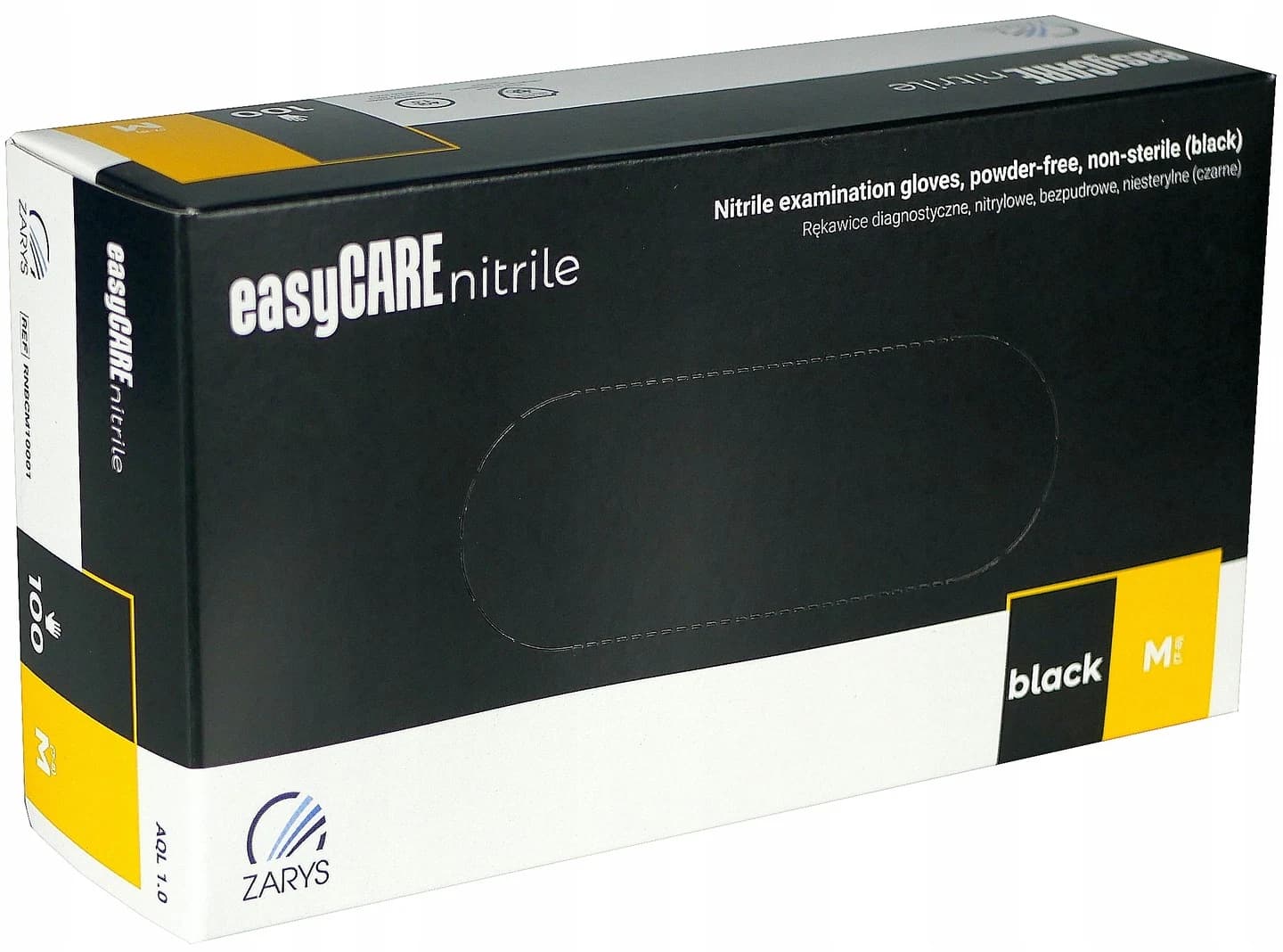 Zarys Easycare nitrilové rukavice černé M, 100 ks