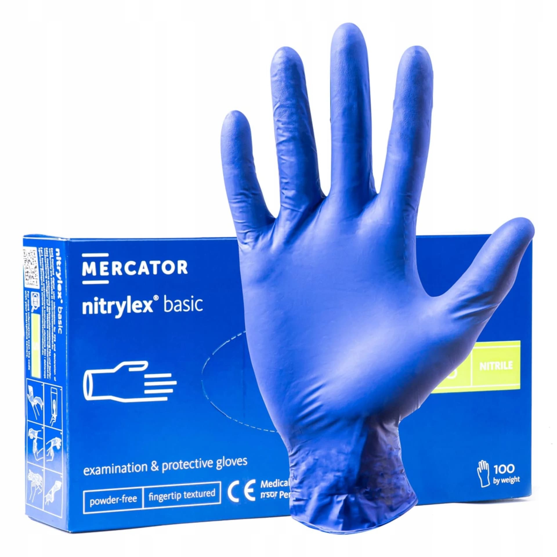 Mercator Nitrylex Basic modré nitrilové rukavice S, 100 ks