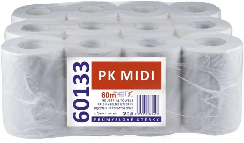 Papírové ručníky MIDI Premium 60, 2vrstvá celulóza, 12 ks