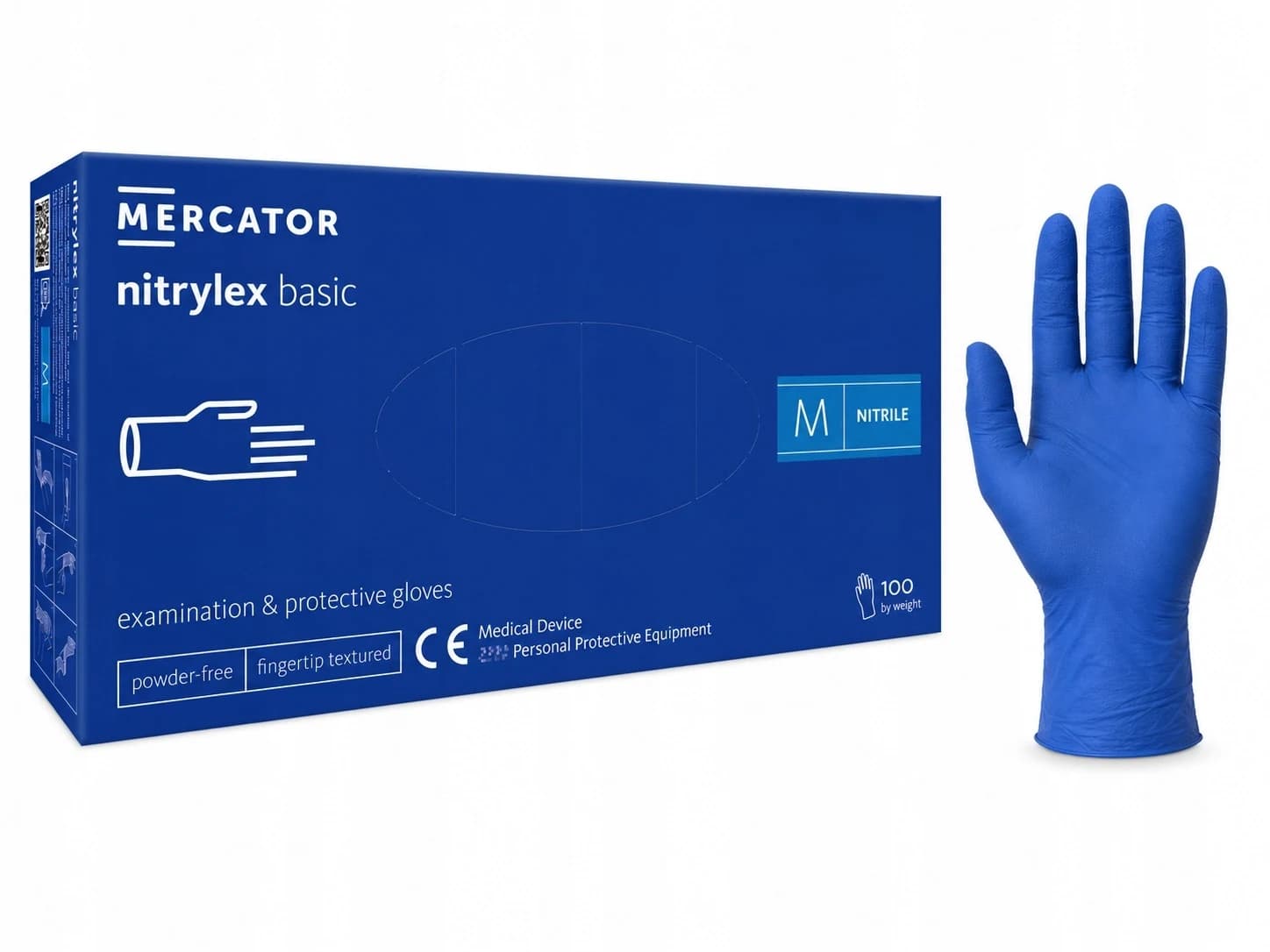 Mercator Nitrylex Basic modré nitrilové rukavice M, 100 ks