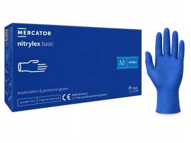 Mercator Nitrylex Basic modré nitrilové rukavice M, 100 ks