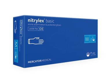 Mercator Nitrylex Basic modré nitrilové rukavice M, 100 ks