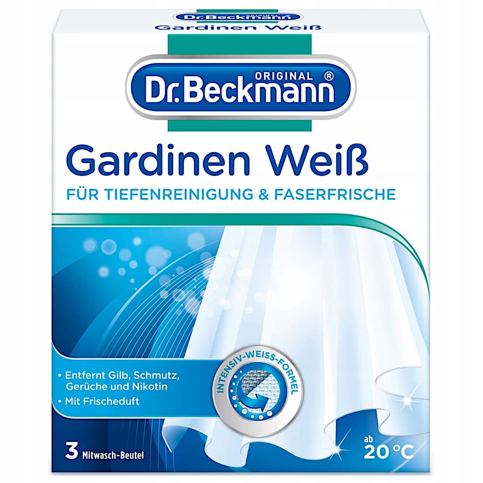 Dr. Beckmann Gardinen Weiss sáčky na bílé záclony, 3×40 g