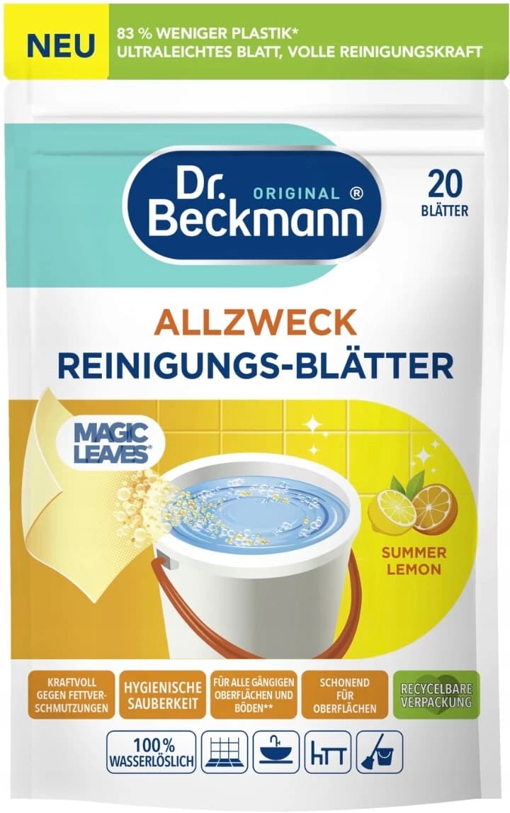Dr. Beckmann Magic Leaves univerzální čisticí listy Summer Lemon, 20 ks