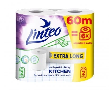 Linteo XXL bílé kuchyňské utierky, 2vrstvé, 2 role po 30 m