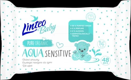 Linteo Baby AQUA SENSITIVE detské vlhčené obrúsky, 48 ks