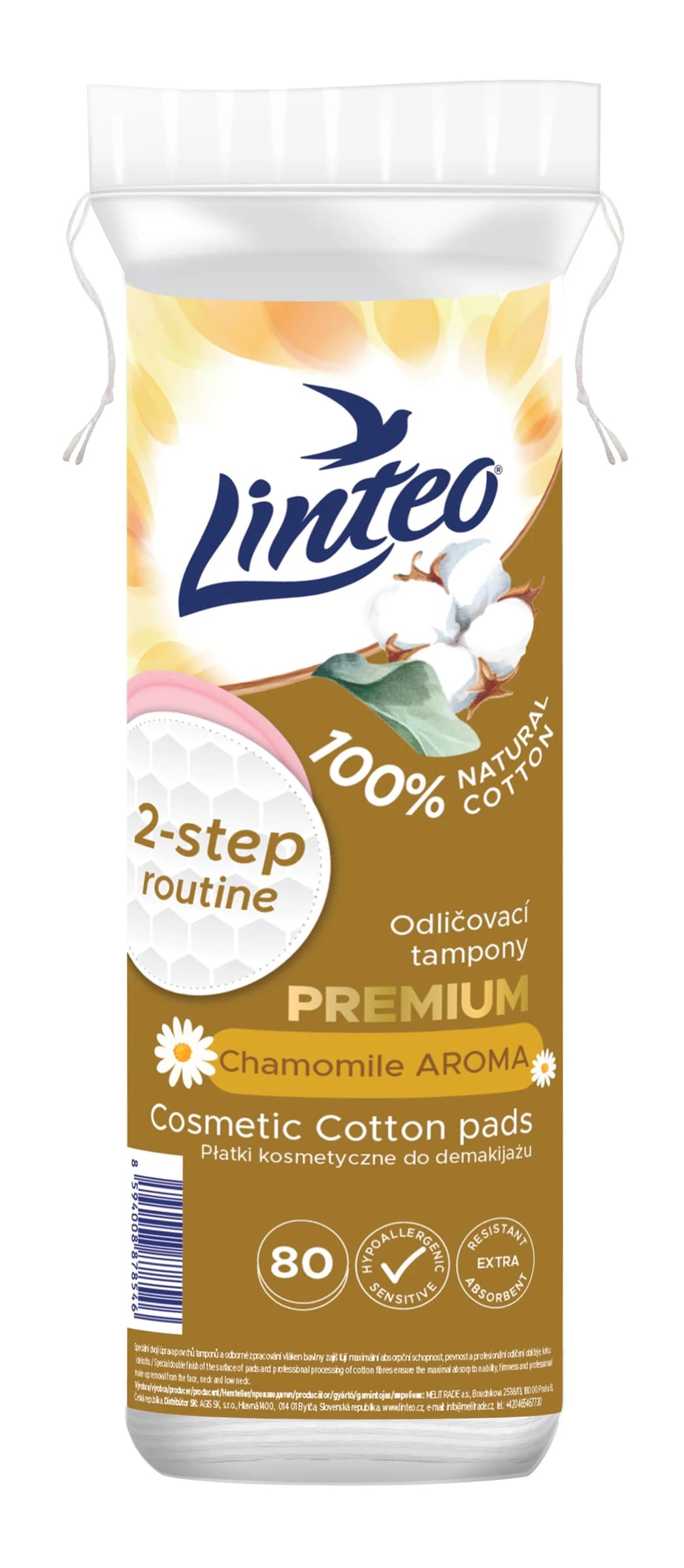 Linteo Premium odličovací tampony s heřmánkem, 80 ks
