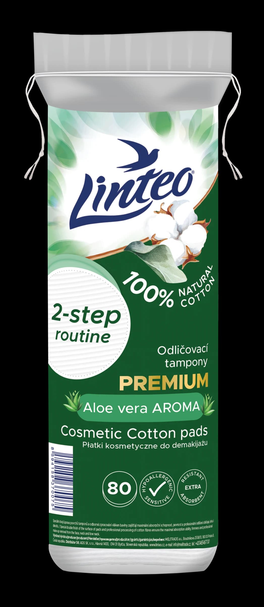 Linteo Premium odličovací tampony s aloe vera, 80 ks