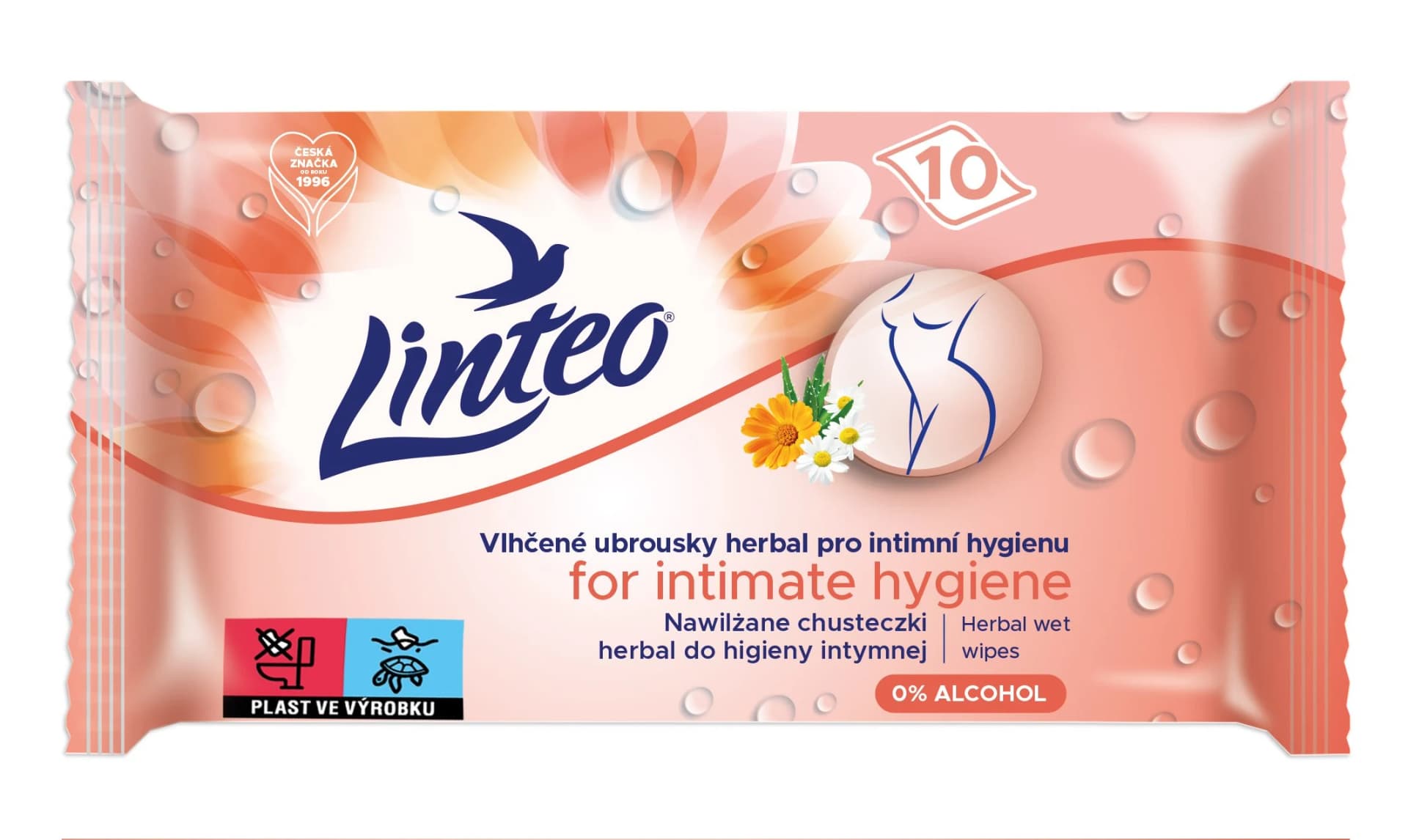 Linteo vlhčené ubrousky pro intimní hygienu, 10 ks