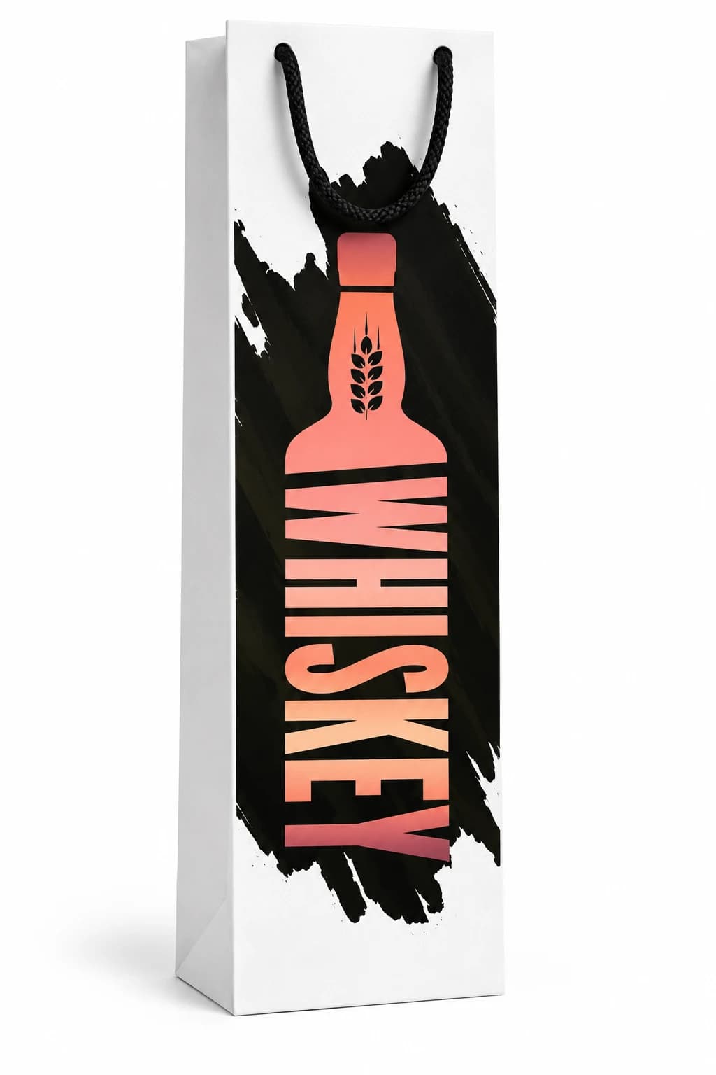 Dárková papírová taška 12 × 30 × 9 cm, černo-růžový motiv WHISKEY, MIX 4