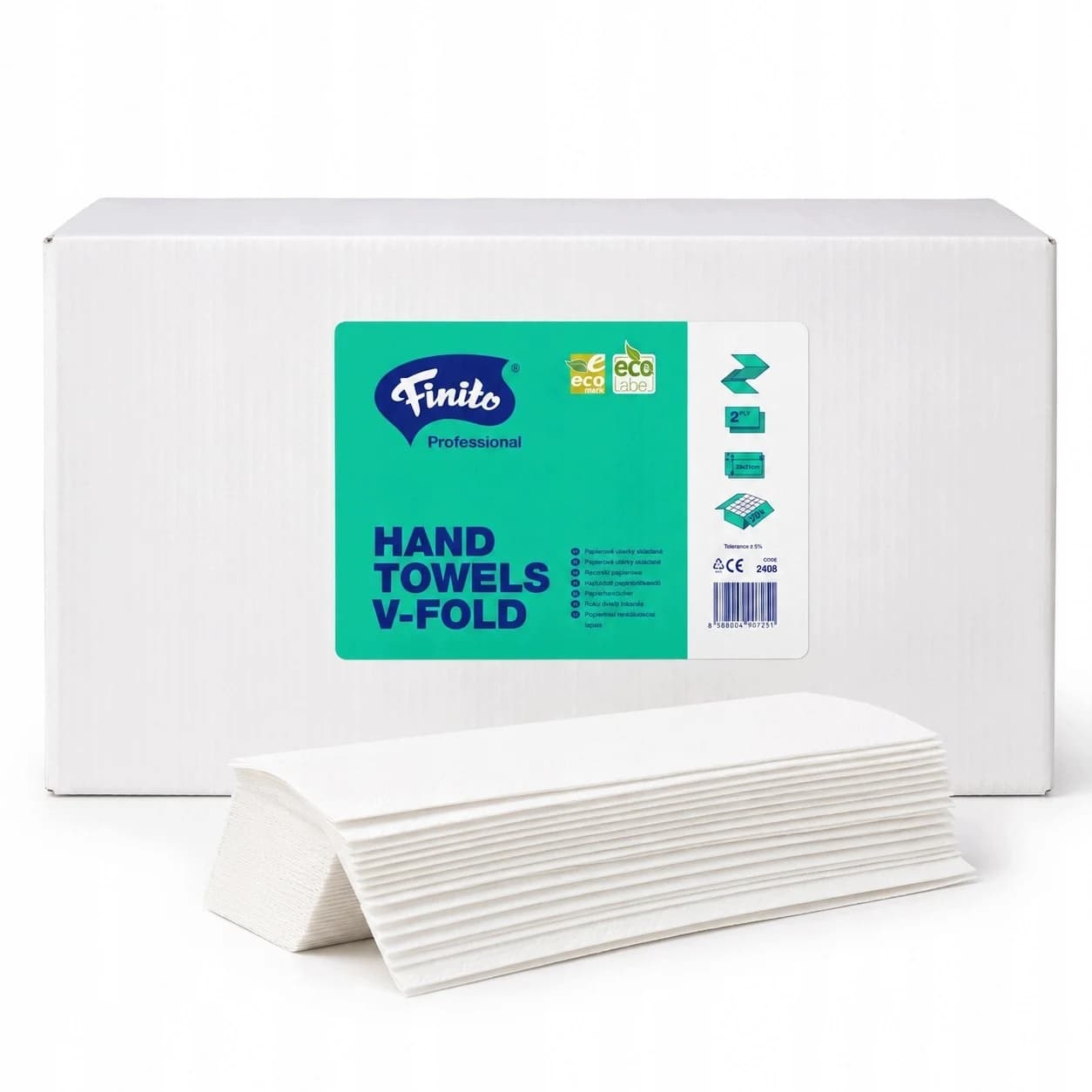 Papírové ručníky Finito V-fold 2vrstvé 21x23 3000 ks bílé