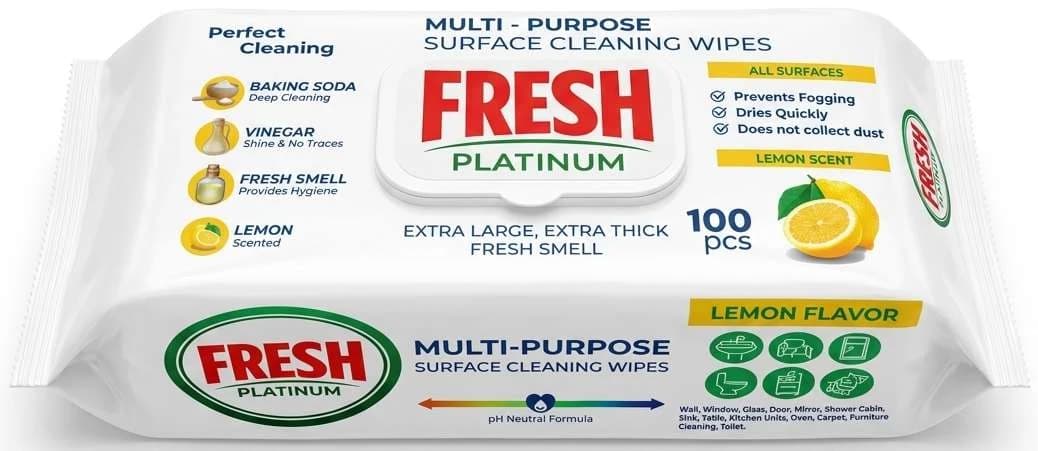 Fresh Platinum univerzální vlhčené čisticí ubrousky Lemon, 100 ks