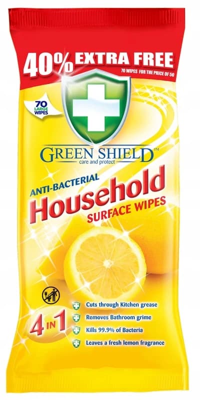 Green Shield antibakteriální čisticí ubrousky Citrus, 70 ks