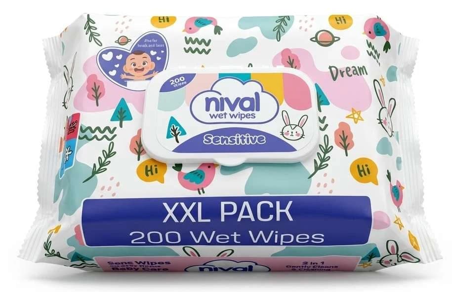 Nival Baby Sensitive detské vlhčené obrúsky XXL, 200 ks