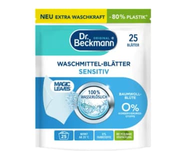 Dr. Beckmann Magic Leaves Sensitive, prací prostriedok v ubrouscích pro citlivou pokožku, 25 ks