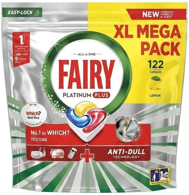 Fairy Platinum Plus Lemon kapsle do myčky, 122 ks