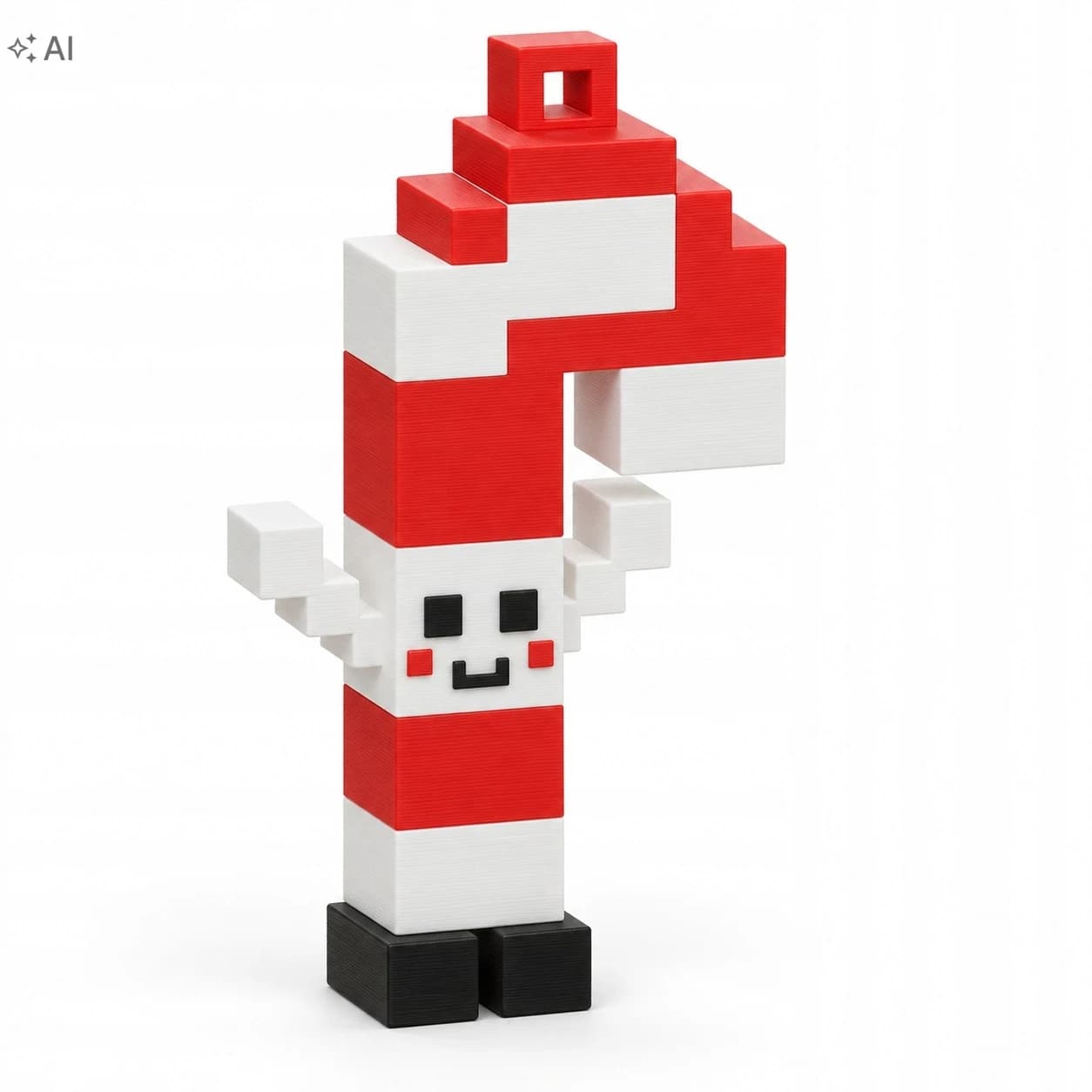 Vánoční hůlka ozdoba na stromeček kostková 6,5 cm BLOCKBUILDER