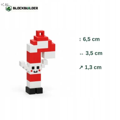 Vánoční hůlka ozdoba na stromeček kostková 6,5 cm BLOCKBUILDER
