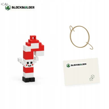 Vánoční hůlka ozdoba na stromeček kostková 6,5 cm BLOCKBUILDER