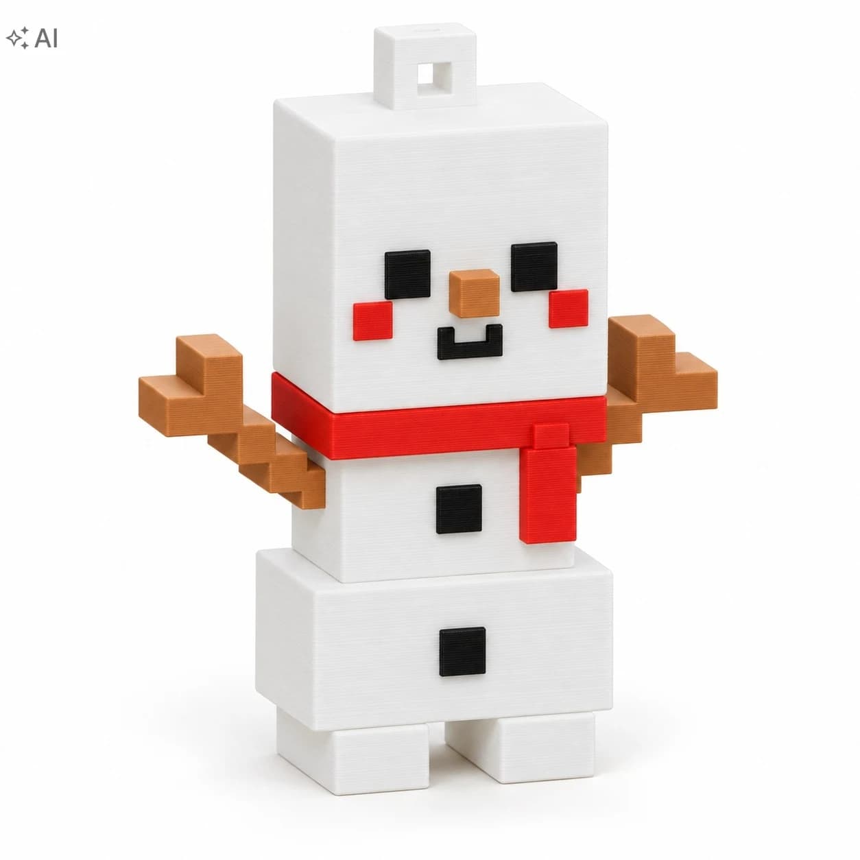 Sněhulák vánoční ozdoba na stromeček kostková 6,5 cm BLOCKBUILDER