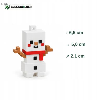Sněhulák vánoční ozdoba na stromeček kostková 6,5 cm BLOCKBUILDER