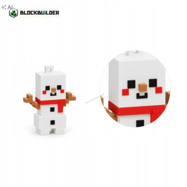 Sněhulák vánoční ozdoba na stromeček kostková 6,5 cm BLOCKBUILDER
