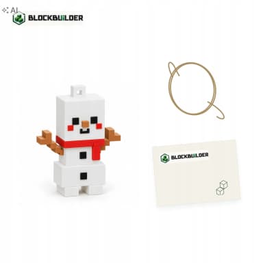 Sněhulák vánoční ozdoba na stromeček kostková 6,5 cm BLOCKBUILDER