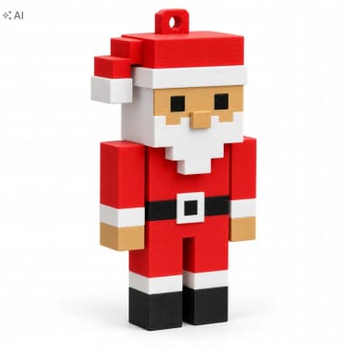 Santa Wood vánoční ozdoba na stromeček kostková 6,5 cm BLOCKBUILDER
