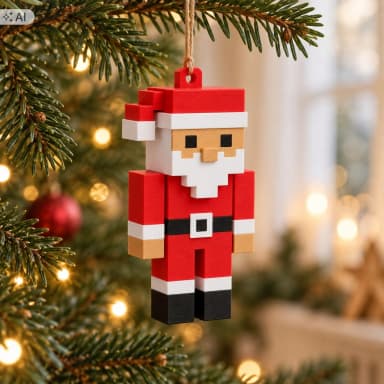 Santa Wood vánoční ozdoba na stromeček kostková 6,5 cm BLOCKBUILDER