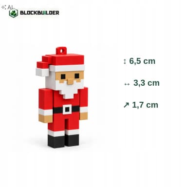 Santa Wood vánoční ozdoba na stromeček kostková 6,5 cm BLOCKBUILDER
