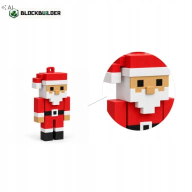 Santa Wood vánoční ozdoba na stromeček kostková 6,5 cm BLOCKBUILDER