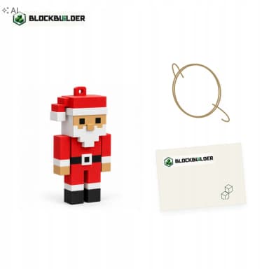 Santa Wood vánoční ozdoba na stromeček kostková 6,5 cm BLOCKBUILDER