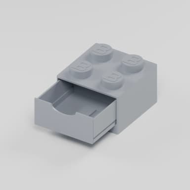 BlockBuilder úložný box se zásuvkou 2×2, šedá