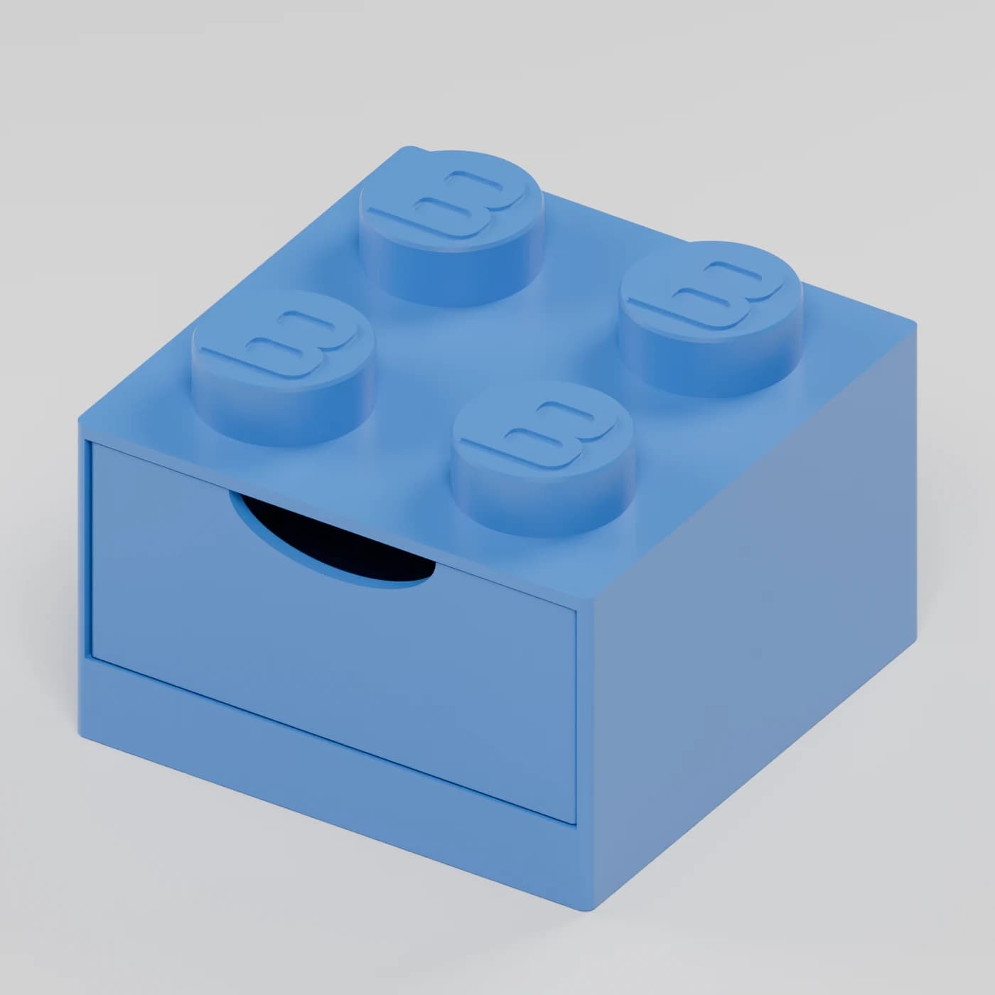 BlockBuilder úložný box se zásuvkou 2×2, modrá