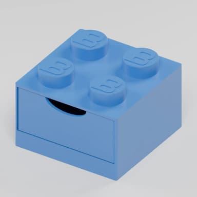 BlockBuilder úložný box se zásuvkou 2×2, modrá