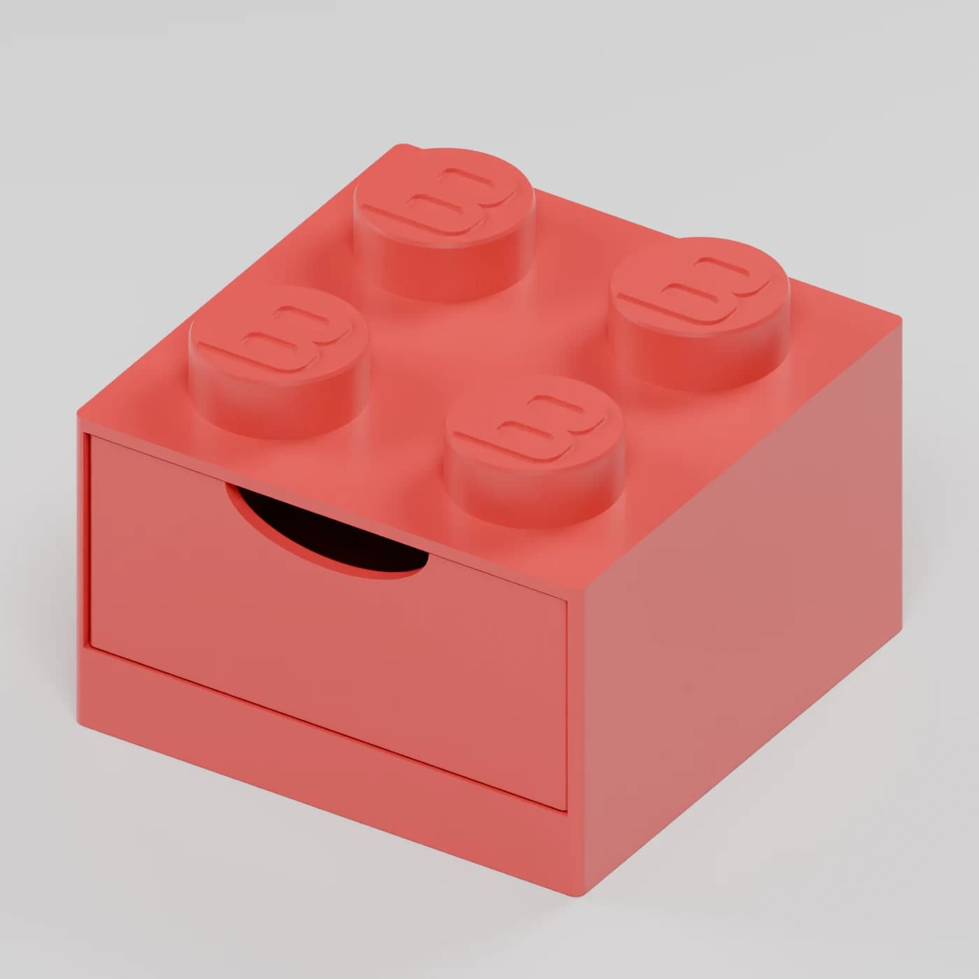 BlockBuilder úložný box se zásuvkou 2×2, červená