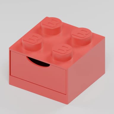 BlockBuilder úložný box se zásuvkou 2×2, červená