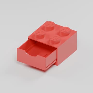 BlockBuilder úložný box se zásuvkou 2×2, červená