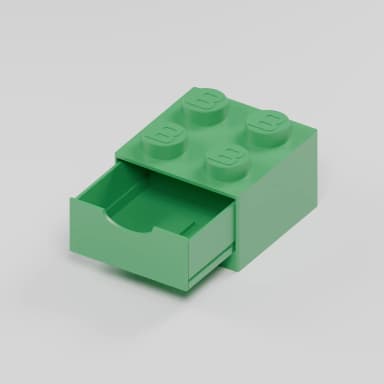 BlockBuilder úložný box se zásuvkou 2×2, zelená