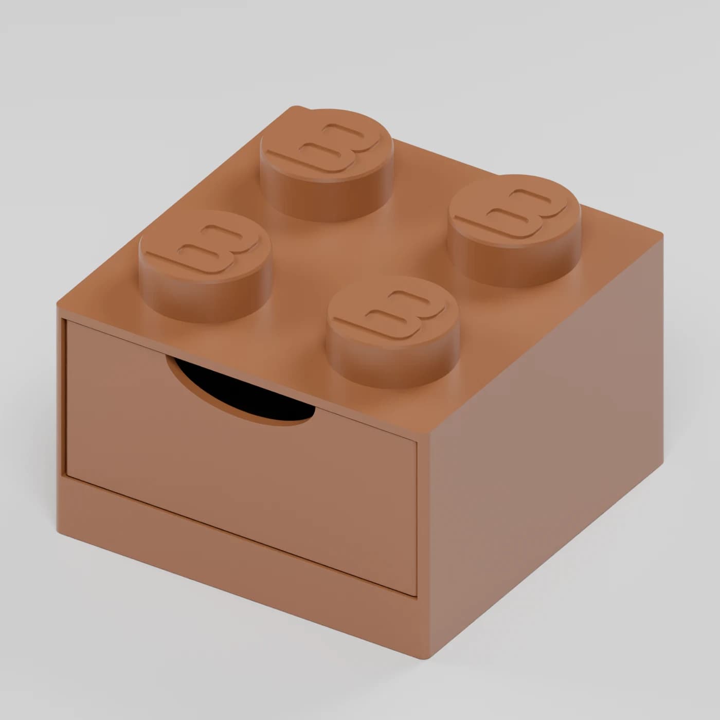 BlockBuilder úložný box se zásuvkou 2×2, hnědá