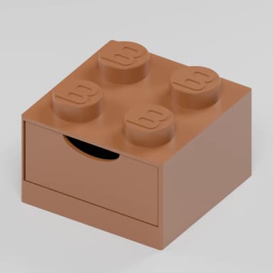 BlockBuilder úložný box se zásuvkou 2×2, hnědá