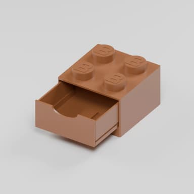 BlockBuilder úložný box se zásuvkou 2×2, hnědá