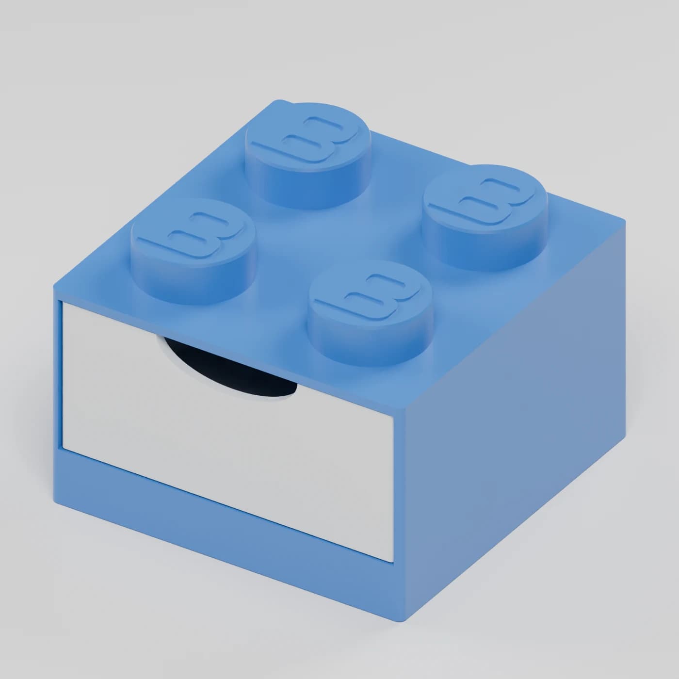 BlockBuilder úložný box se zásuvkou 2×2, modrá / bílá