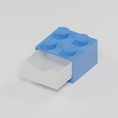 BlockBuilder úložný box se zásuvkou 2×2, modrá / bílá