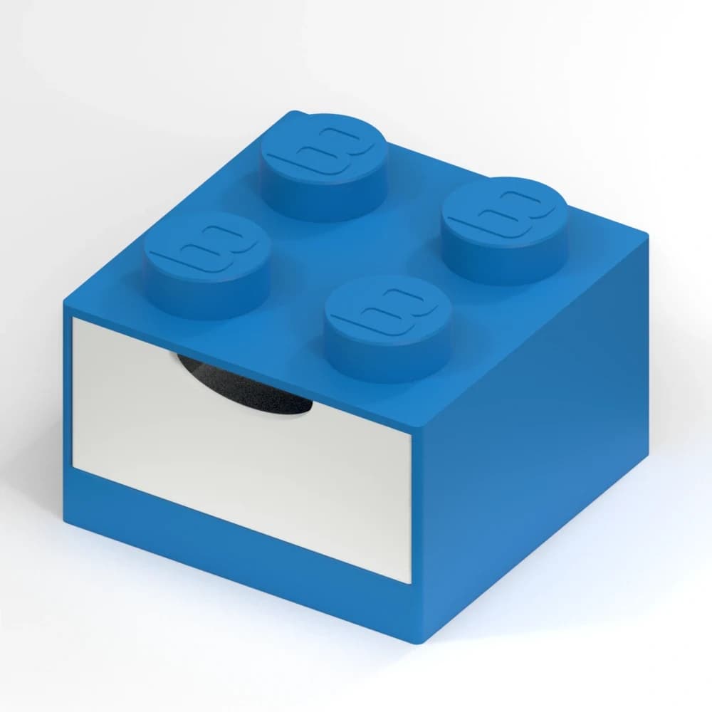 BlockBuilder úložný box se zásuvkou 2×2, modrá / bílá
