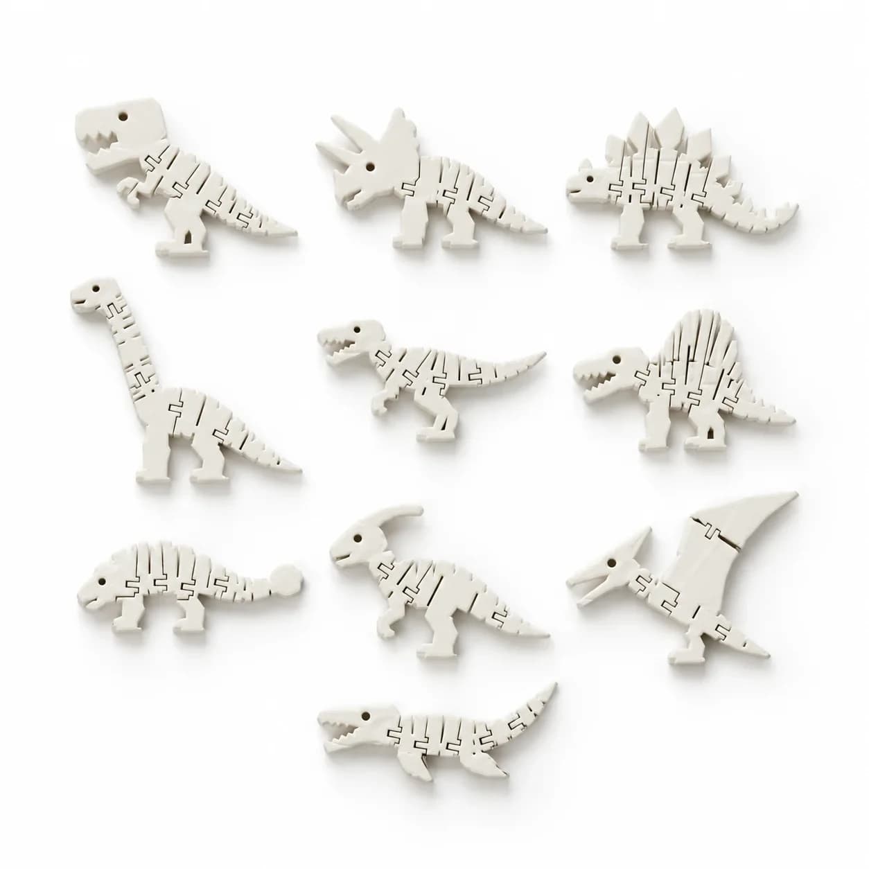 BLOCKBUILDER Dino Bones L, sada 10 pravěkých figurek